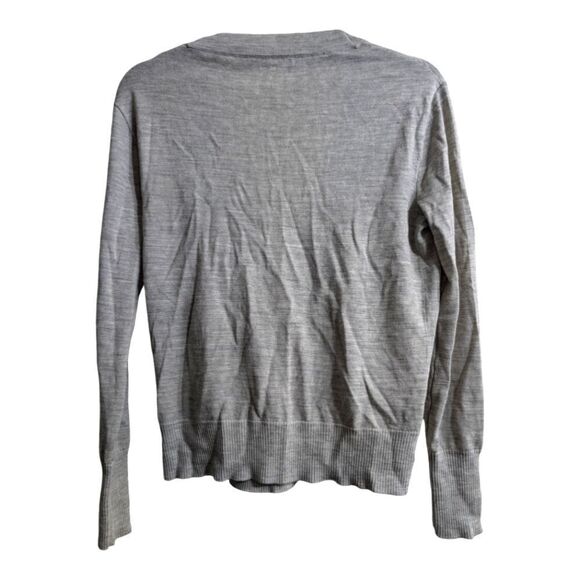 Jcrew grey 💯 merino wool faux wrap sweater sz s v neck - Picture 4 of 5